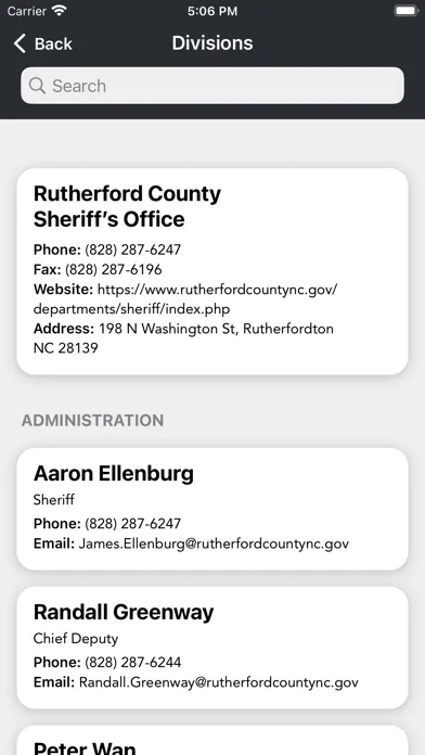 Capturas de tela do Rutherford County Sheriff, NC