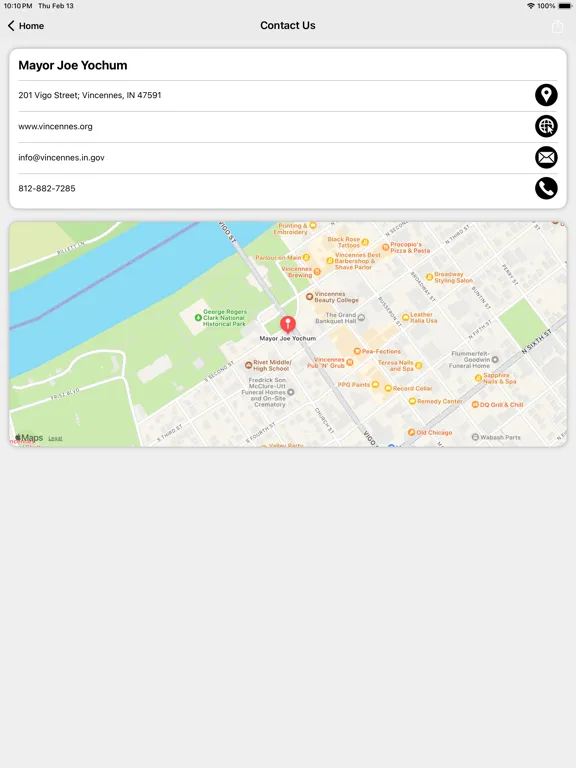 Ảnh chụp màn hình của City Of Vincennes IN iPad 