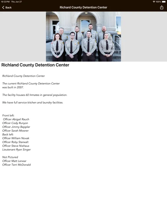 Richland Co. Sheriff's Office iPad  Screenshots