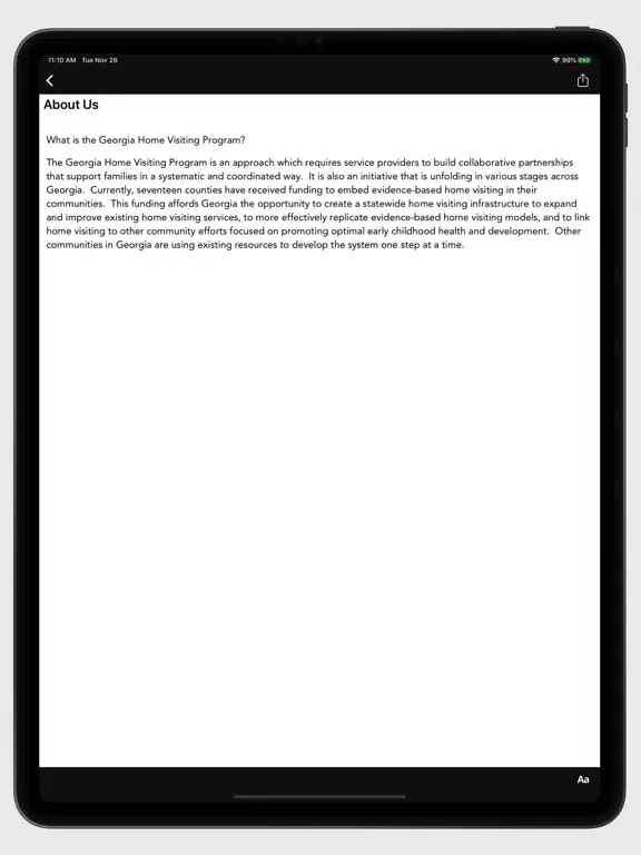 Tangkapan skrin GA Public Health iPad