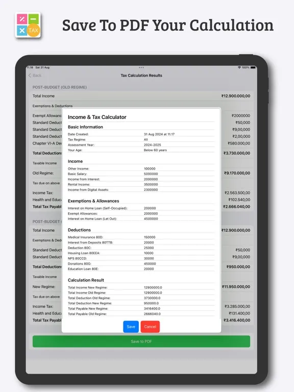 Income & Tax Calculator iPad  Screenshots