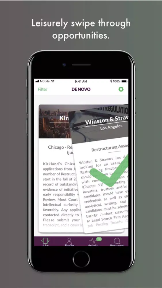 Capturas de pantalla de De Novo - Legal Recruiting App