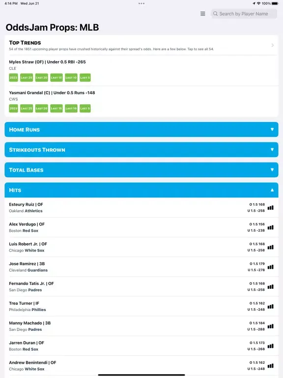 OddsJam: Player Props Data iPad  Screenshots