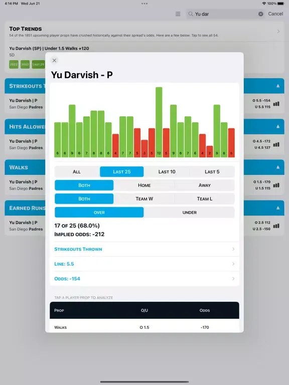 OddsJam: Player Props Data iPad  Screenshots