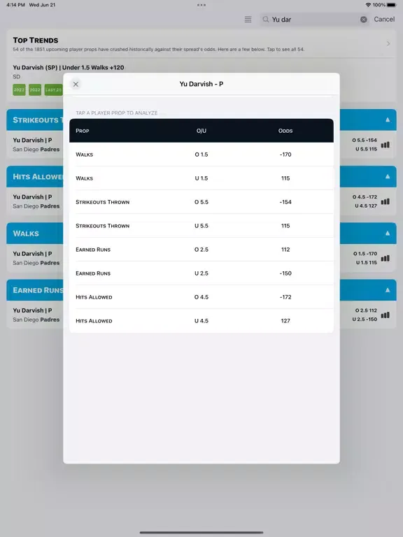 OddsJam: Player Props Data iPad  Screenshots