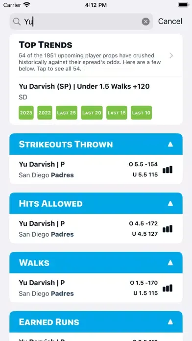 OddsJam: Player Props Data Screenshots