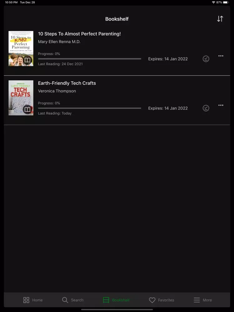 Tangkapan layar UNZA Digital Library iPad 
