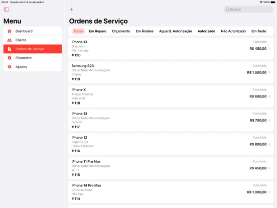 Tech Manager iPad  Ekran Görüntüleri