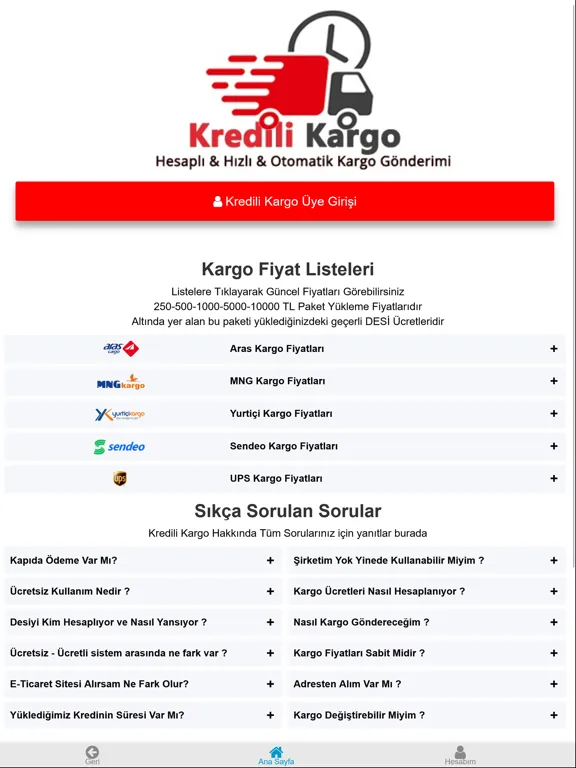 Kredili Kargo Sistemi iPad 应用截图