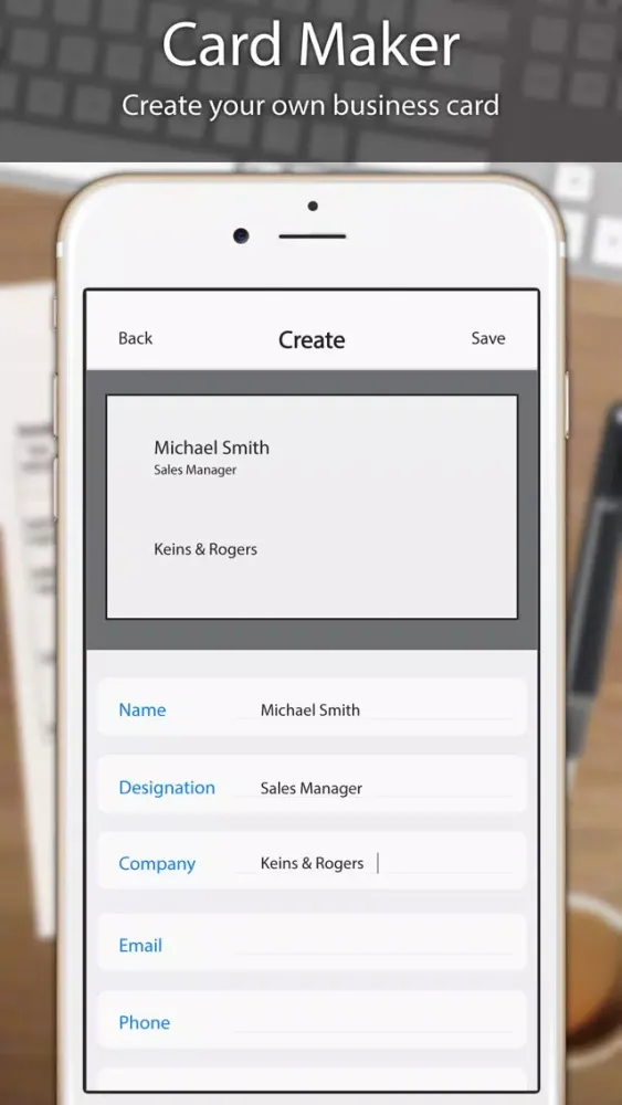 Business Card Scanner, Reader Screenshots