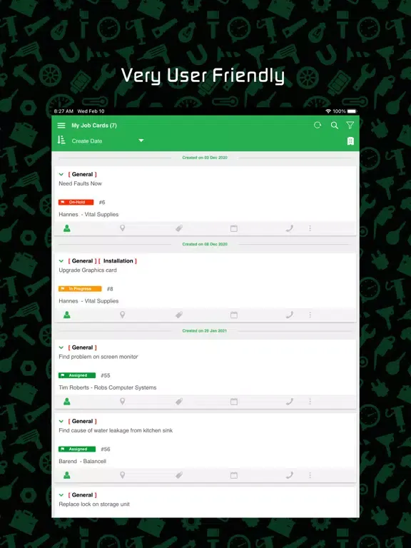 Capturas de tela do Odyssey Mobile Jobcard iPad 