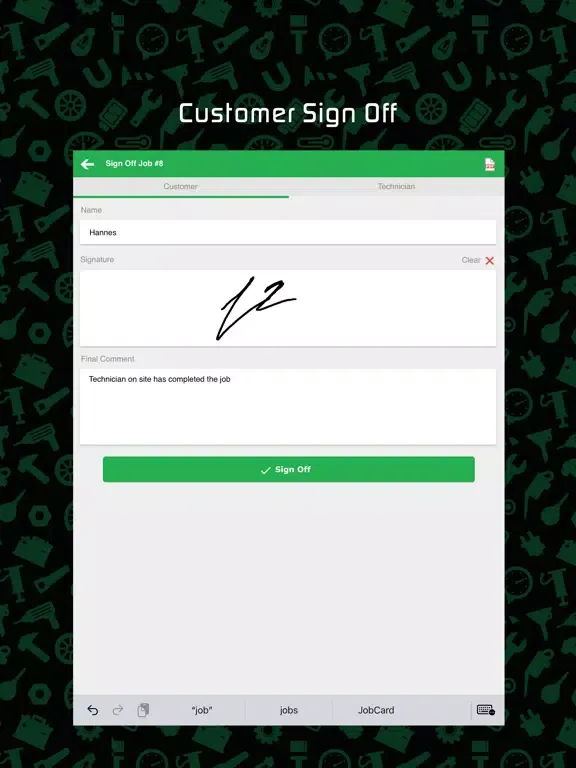 Capturas de tela do Odyssey Mobile Jobcard iPad 