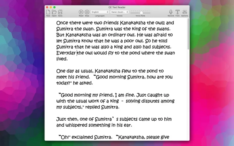 Ảnh chụp màn hình của OE Text Reader