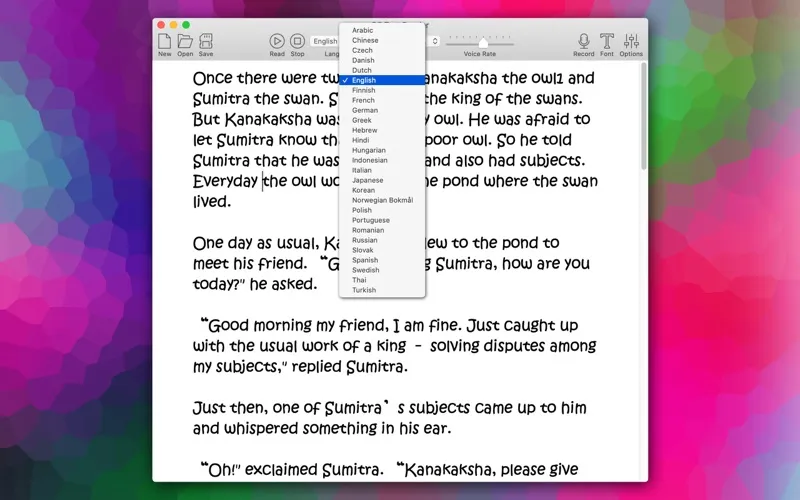 Ảnh chụp màn hình của OE Text Reader