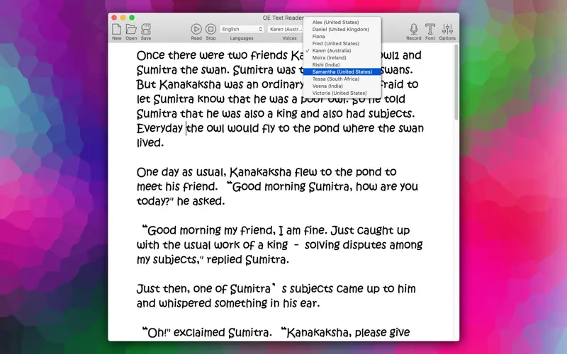 Ảnh chụp màn hình của OE Text Reader