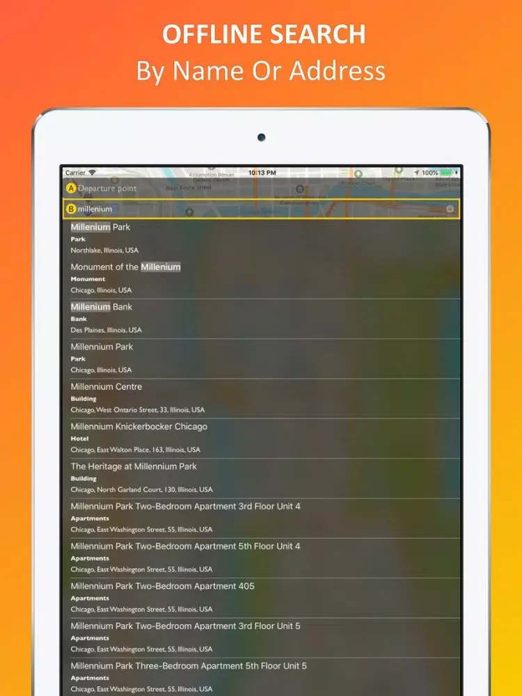 Chicago offline map & nav iPad  Ekran Görüntüleri