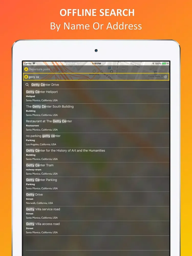 Capturas de pantalla de Los Angeles offline map & nav iPad 