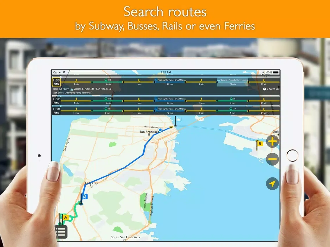 San Francisco offline map with public transport route planner for my journey iPad  स्क्रीनशॉट