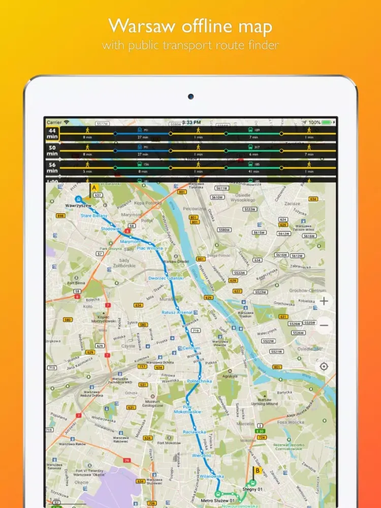 Warsaw offline map & transport iPad  سکرین شاٹس