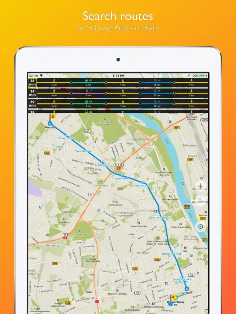 Warsaw offline map & transport iPad  سکرین شاٹس