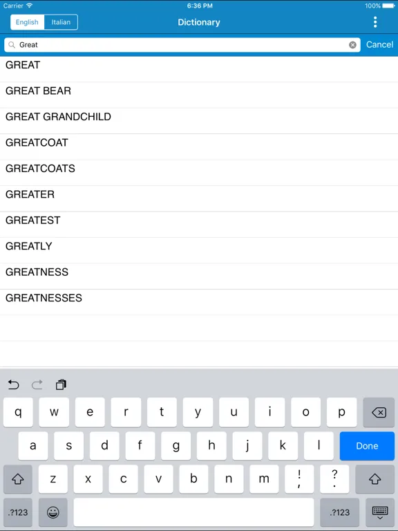 Italian to English & English to Italian Dictionary iPad 应用截图