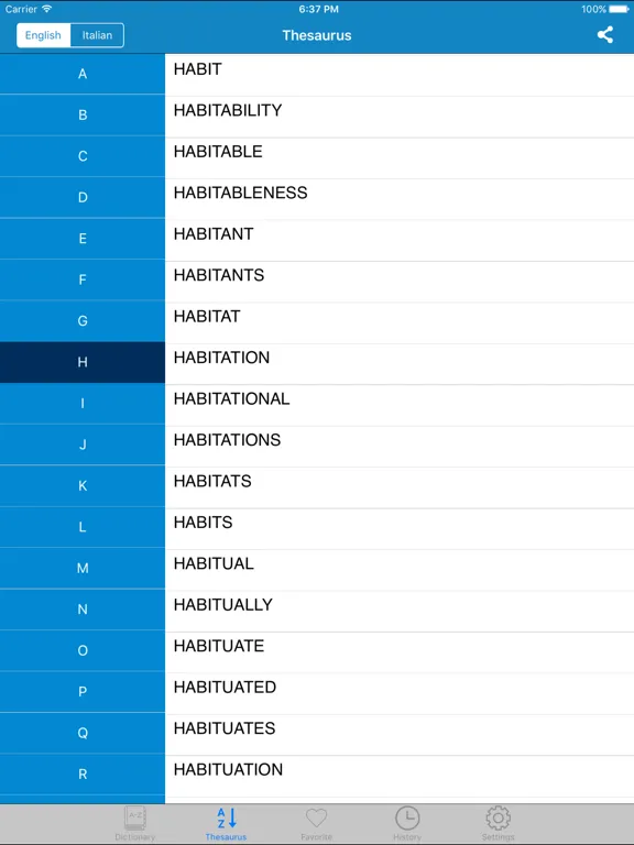Italian to English & English to Italian Dictionary iPad 应用截图
