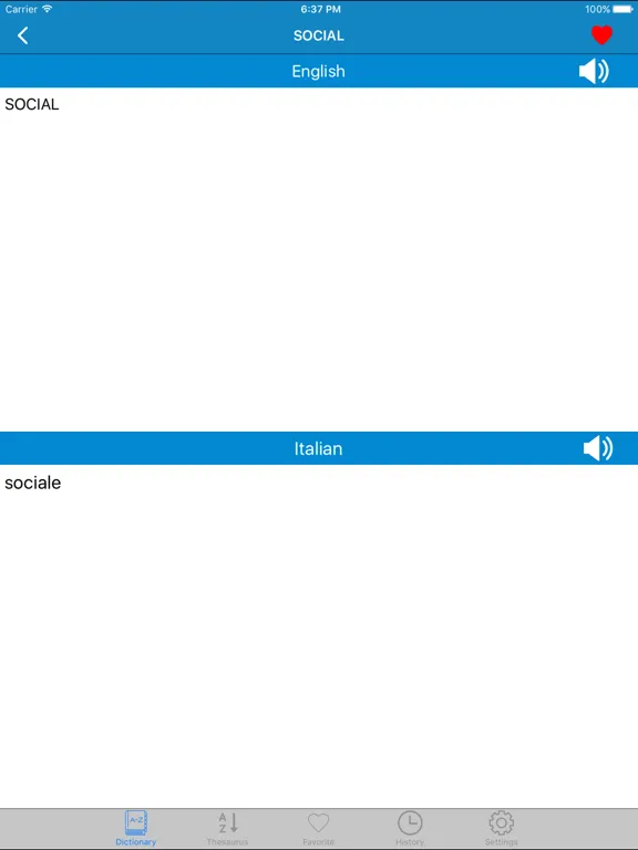 Italian to English & English to Italian Dictionary iPad 应用截图