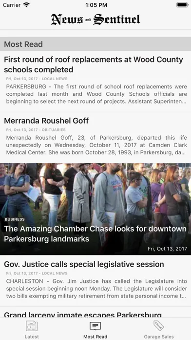 Parkersburg News and Sentinel Screenshots