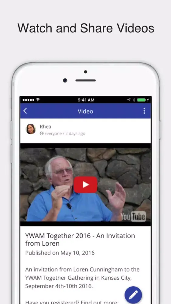 Capturas de pantalla de YWAM Together 2016