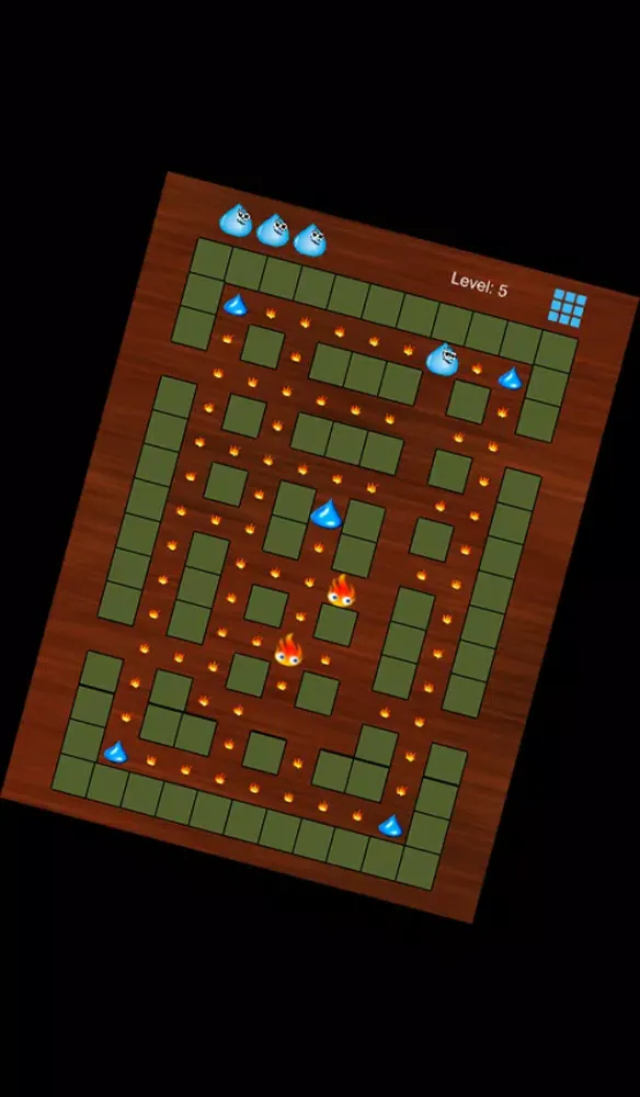 Ảnh chụp màn hình của WaterDrop Maze - Rescue waterdrop from flames and trapz without panic. A top free race against time and enemies labyrinth game for kids and adults.