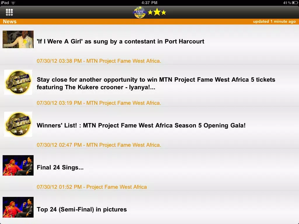Tangkapan layar Fame Africa | Latest News from the show iPad 