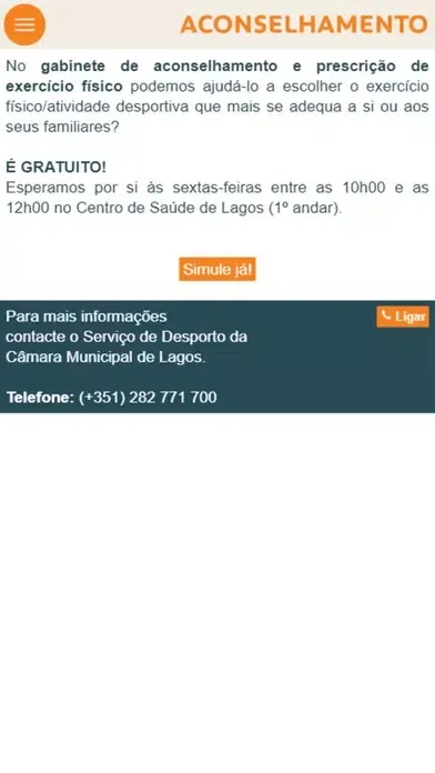 Tangkapan layar Guia do Desporto e Lazer