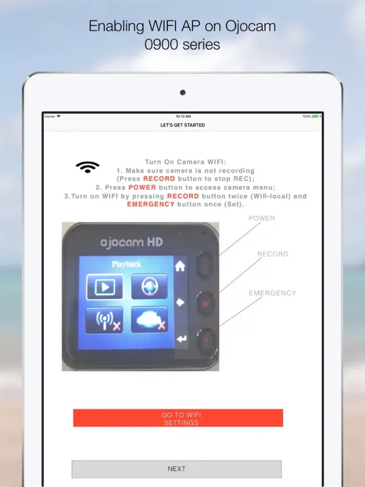 Capturas de pantalla de OjoLink Dash Cam App iPad 