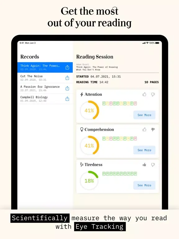 Oken: Analyze your reading iPad  Screenshots