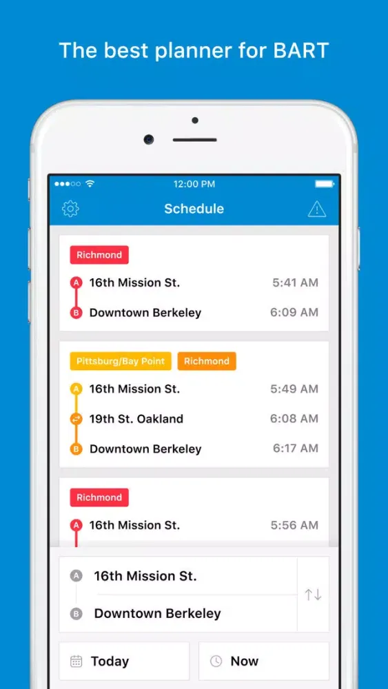 Tangkapan skrin Trip Planner for BART