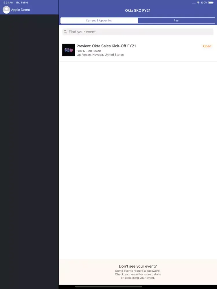 Okta SKO FY21 iPad 應用截圖