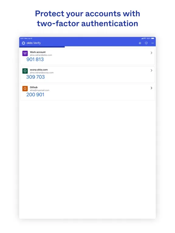 Okta Verify iPad  Screenshots