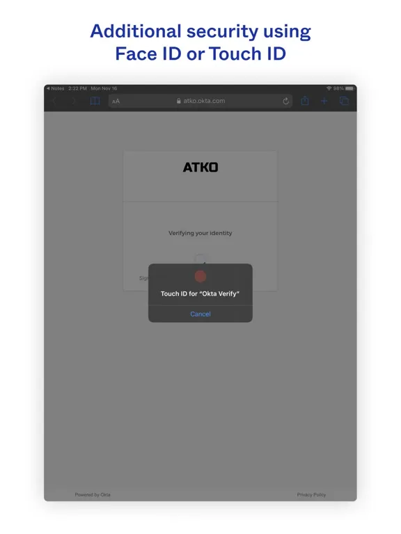 Okta Verify iPad  Screenshots