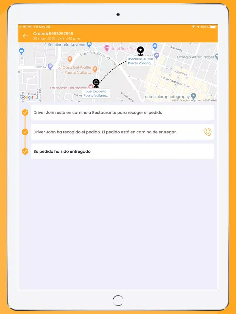 Capturas de tela do Restaurante OlaDriver App iPad 