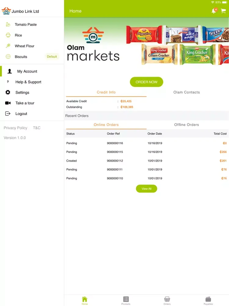 ภาพหน้าจอของ Olam Markets Ghana iPad 