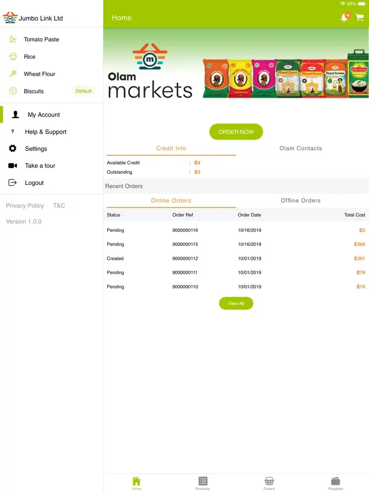 ภาพหน้าจอของ Olam Markets Ghana iPad 