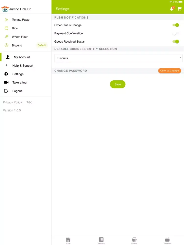 ภาพหน้าจอของ Olam Markets Ghana iPad 