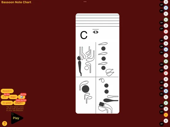 Ảnh chụp màn hình của Bassoon Note Chart iPad 