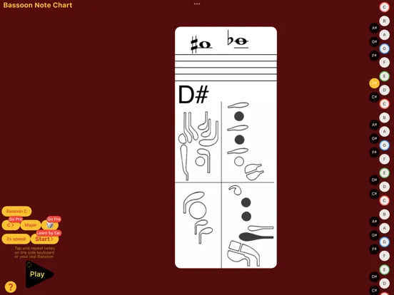 Ảnh chụp màn hình của Bassoon Note Chart iPad 