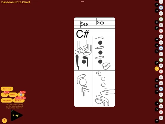 Ảnh chụp màn hình của Bassoon Note Chart iPad 
