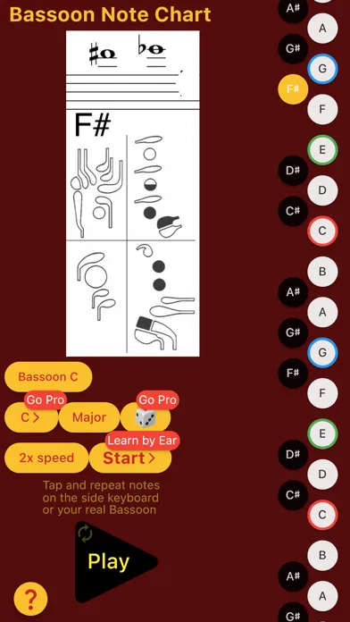 Ảnh chụp màn hình của Bassoon Note Chart