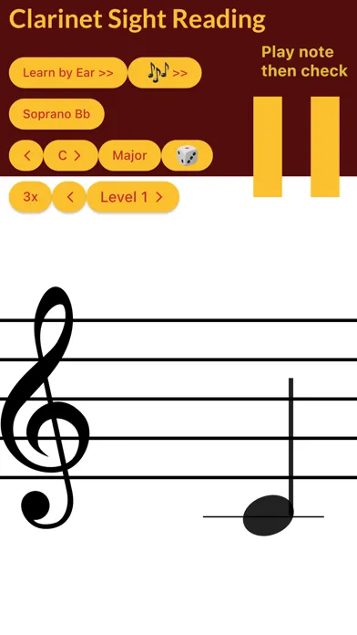 Capturas de tela do Clarinet Sight Reading