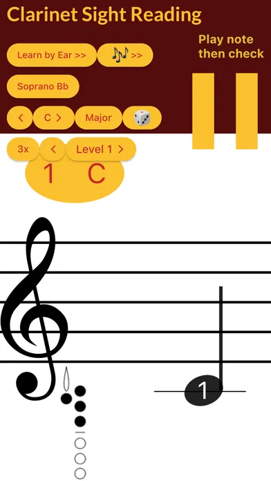 Capturas de tela do Clarinet Sight Reading