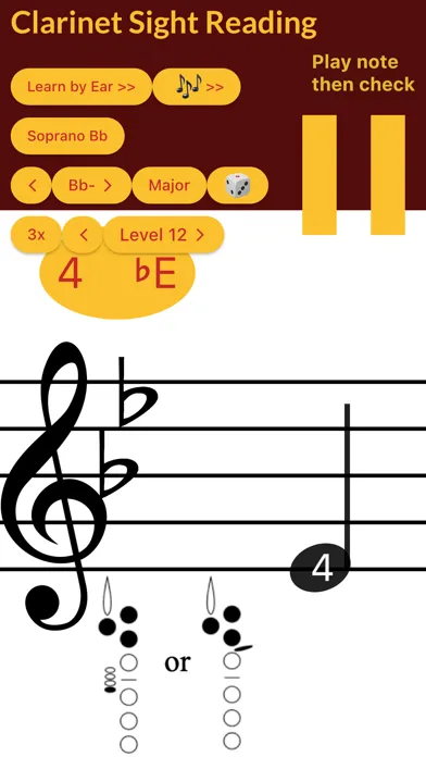 Capturas de tela do Clarinet Sight Reading