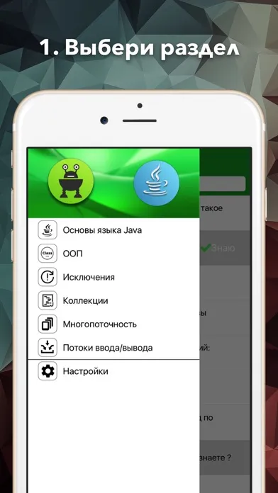 Tangkapan skrin Green Java Interview - подготовка к собеседованию